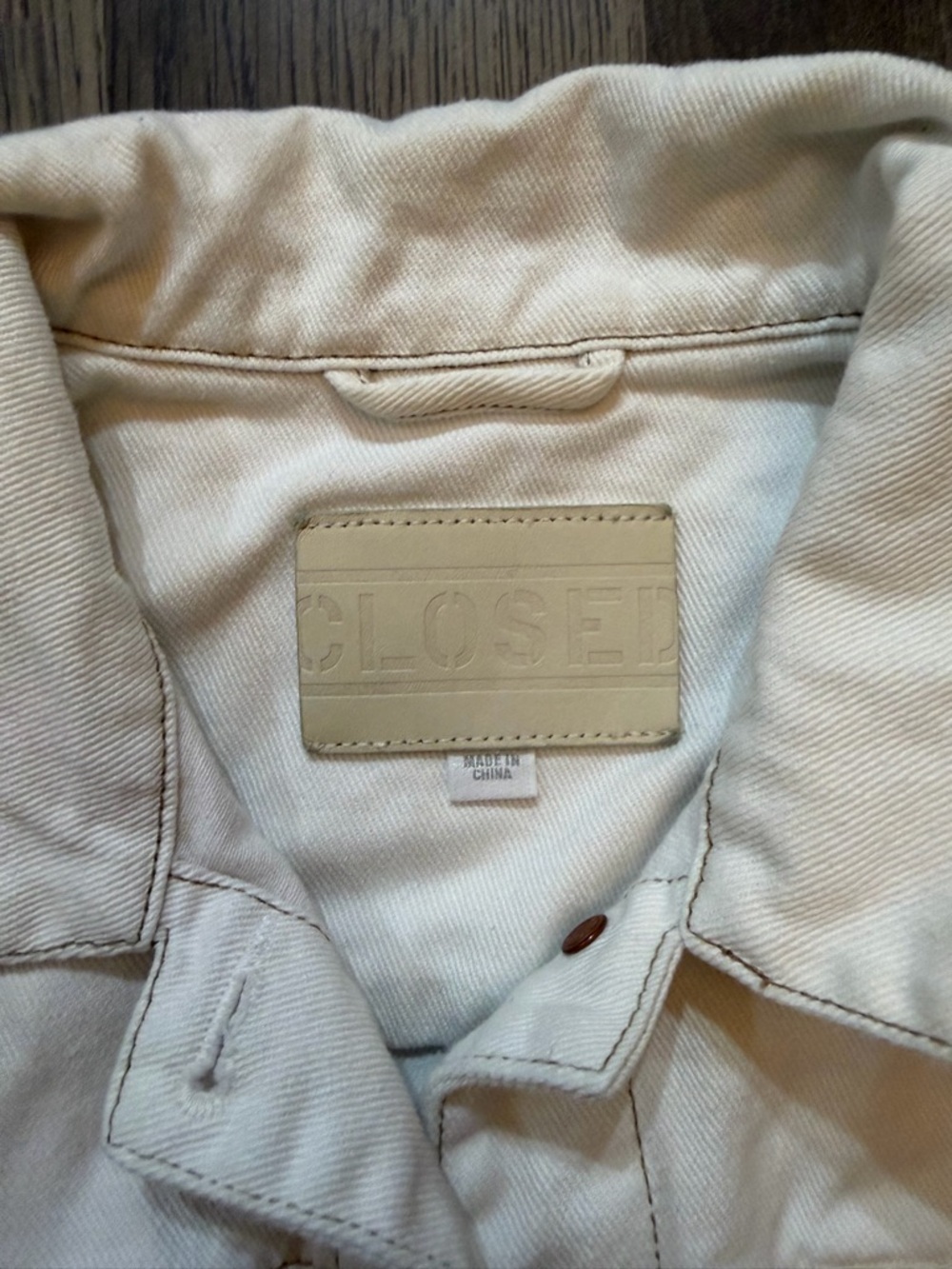 Closed Official Amaya Boxy Cropped Denim Jacket - Ecru Off-White Women’s Size M - Picture 2 of 6